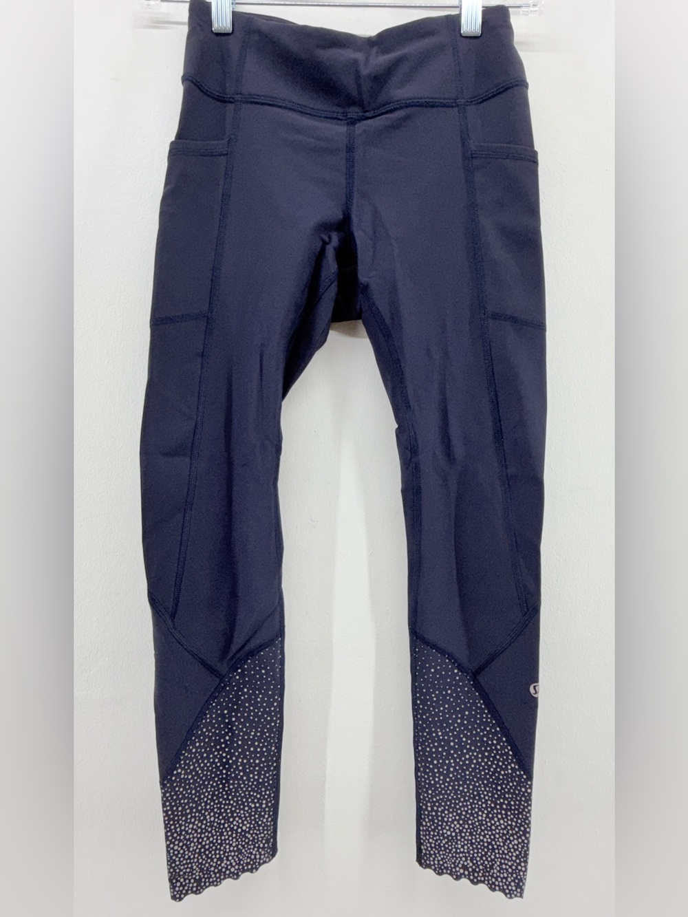 Lululemon Womens Navy Blue Scallop Dotted Edge Ankle Leggings Size 4